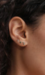kosiner jewelry 14K Solid Gold Moss Agate Leaves Flatback Stud