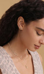 kosiner jewelry 14K Solid Gold Moss Agate Leaves Flatback Stud