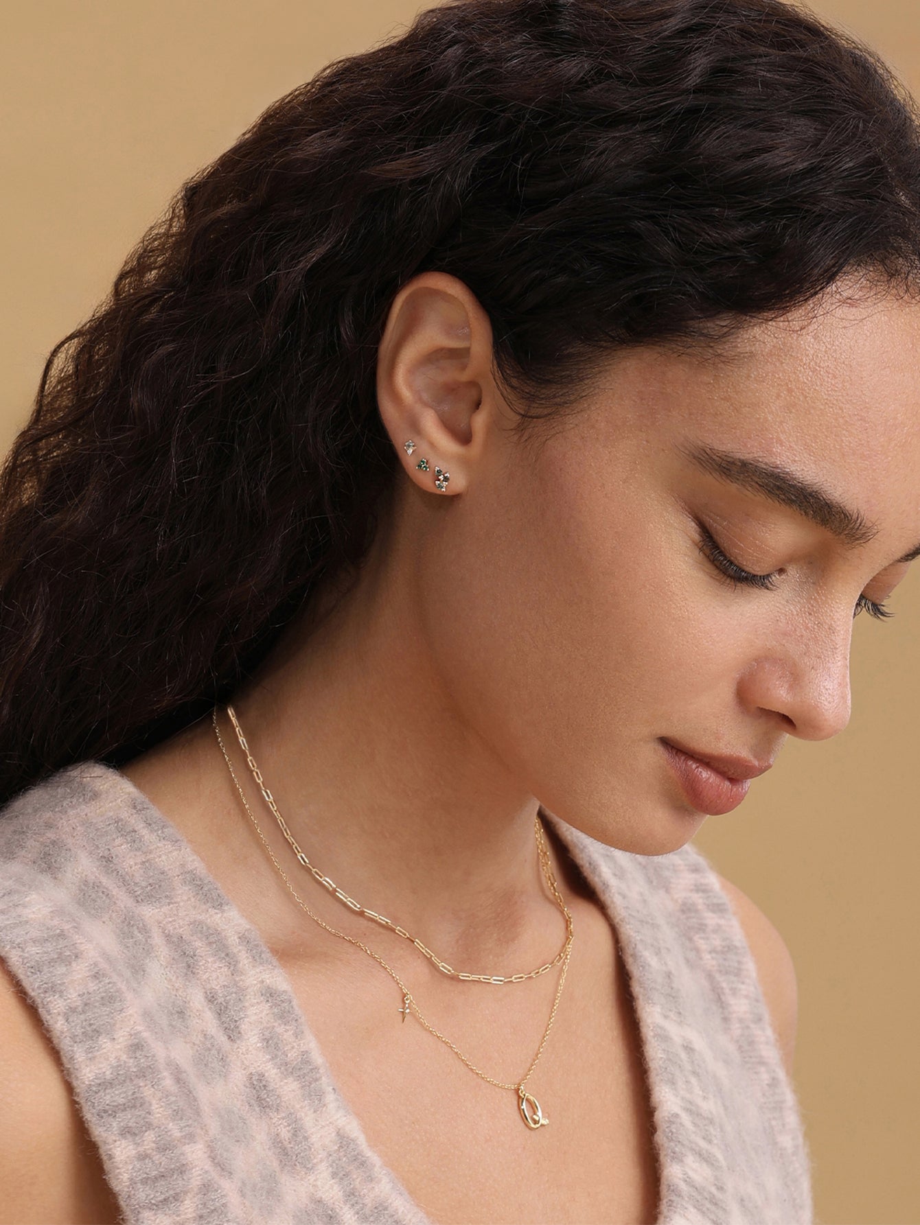 Perno portafortuna lucido in oro massiccio 14K May Trinity