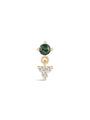 kosiner jewelry 14K Solid Gold Moss Agate Round Flatback Stud