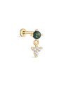 kosiner jewelry 14K Solid Gold Moss Agate Round Flatback Stud