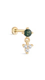 kosiner jewelry 14K Solid Gold Moss Agate Round Flatback Stud