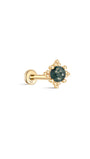kosiner jewelry 14K Solid Gold Moss Agate Classic Flatback Stud