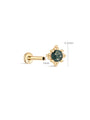 kosiner jewelry 14K Solid Gold Moss Agate Classic Flatback Stud