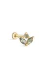 kosiner jewelry 14K Solid Gold Moss Agate Marquise Flatback Stud