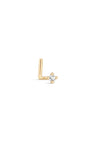 kosiner jewelry 14K Solid Gold L Shape Mini CZ Classic Nose Stud