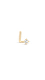 kosiner jewelry 14K Solid Gold L Shape Mini CZ Classic Nose Stud