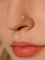 kosiner jewelry 14K Solid Gold L Shape Mini CZ Classic Nose Stud