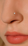 kosiner jewelry 14K Solid Gold L Shape Mini CZ Classic Nose Stud