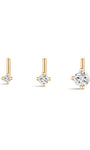 kosiner jewelry 14K Solid Gold L Shape Mini CZ Classic Nose Stud