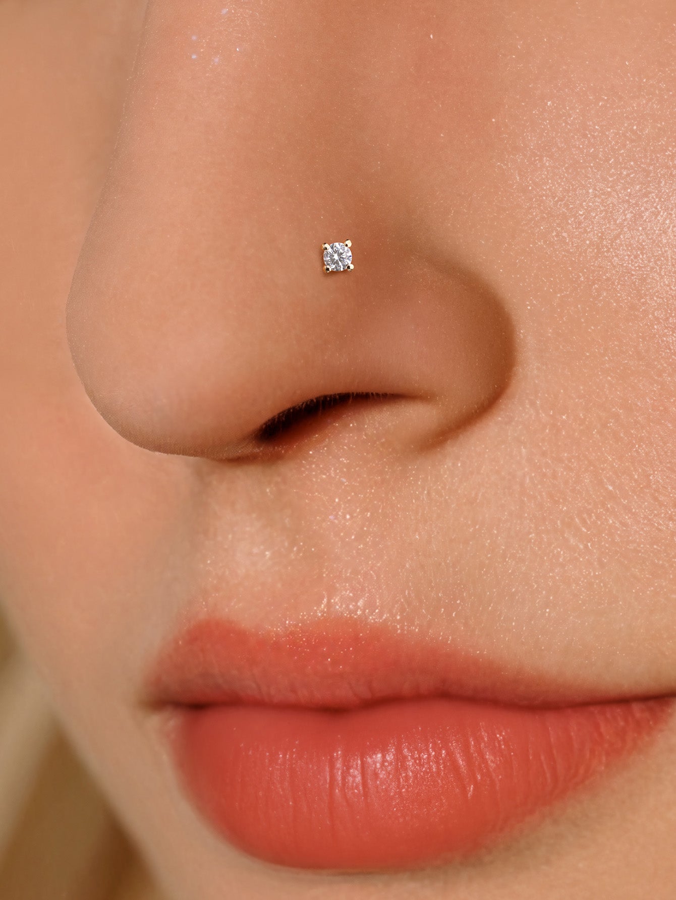 kosiner jewelry 14K Solid Gold Classic Mini CZ Nose Stud