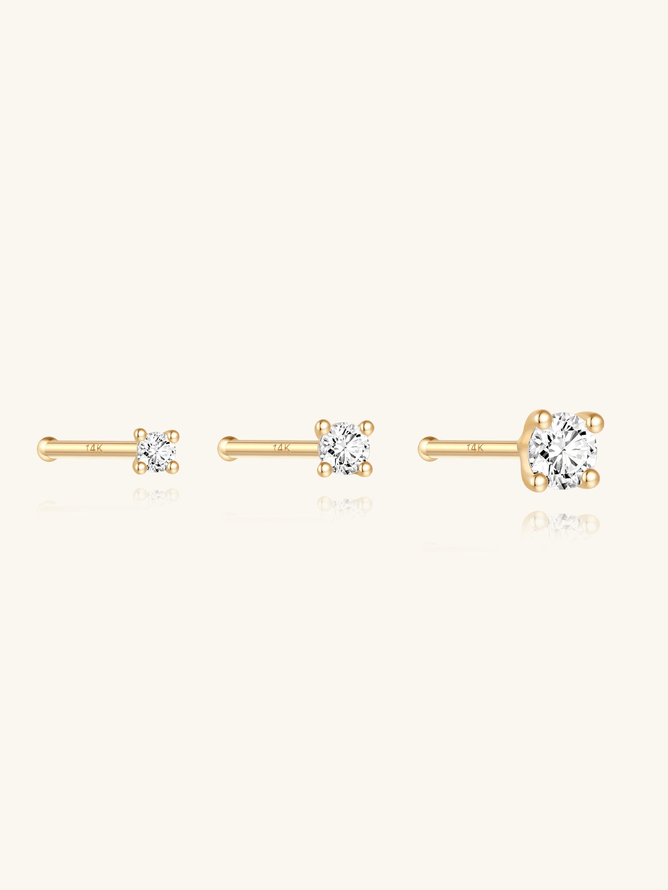 kosiner jewelry 14K Solid Gold Classic Mini CZ Nose Stud