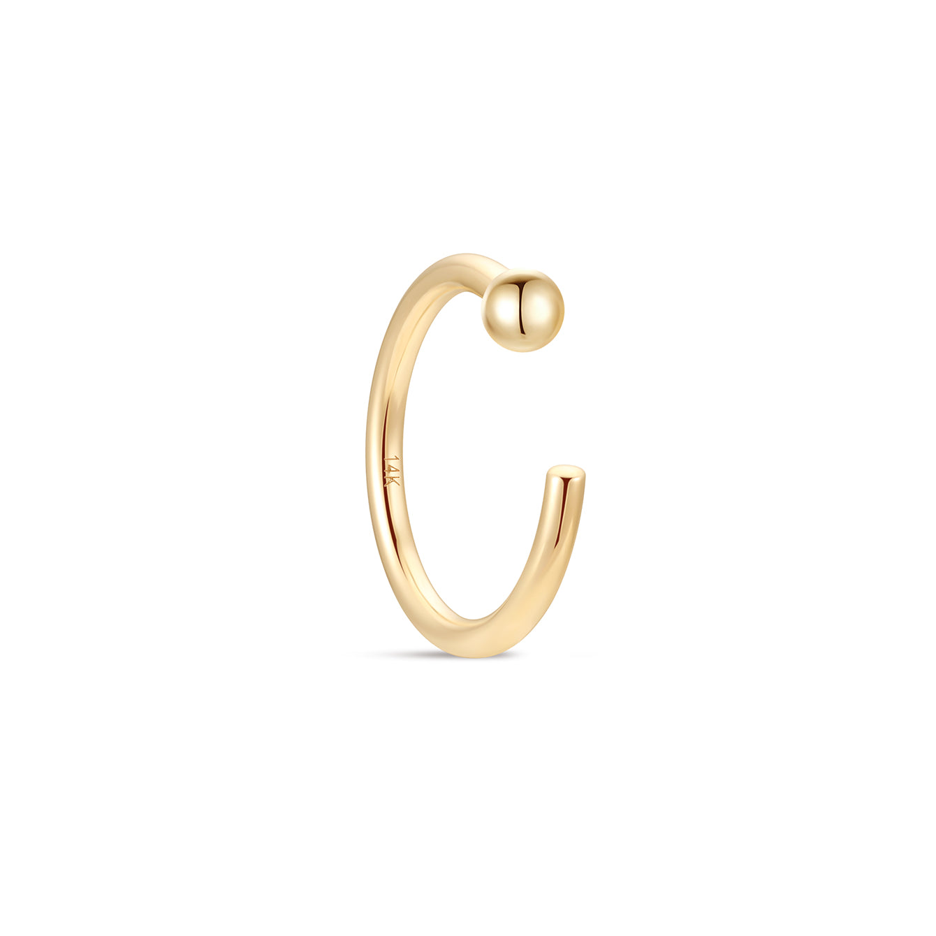 kosiner jewelry 14K Solid Gold Classic Smooth Round Ball Thin Hoop Nose Ring