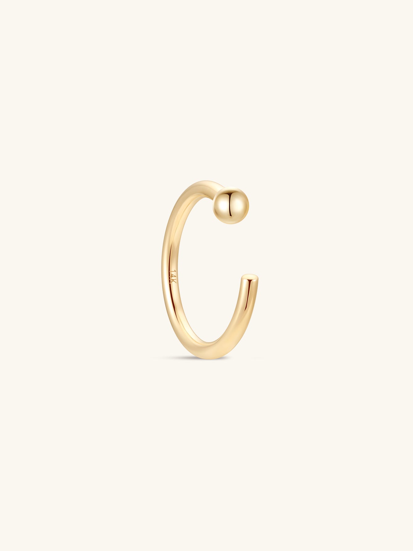kosiner jewelry 14K Solid Gold Classic Smooth Round Ball Thin Hoop Nose Ring