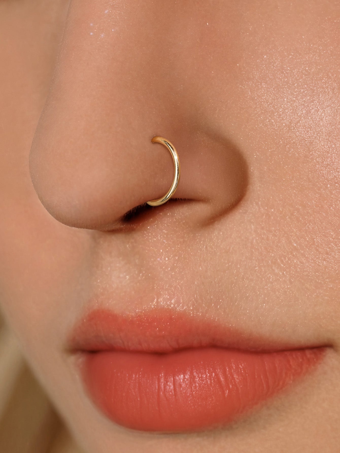 kosiner jewelry 14K Solid Gold Minimalist Seamless Hoop Nose Ring