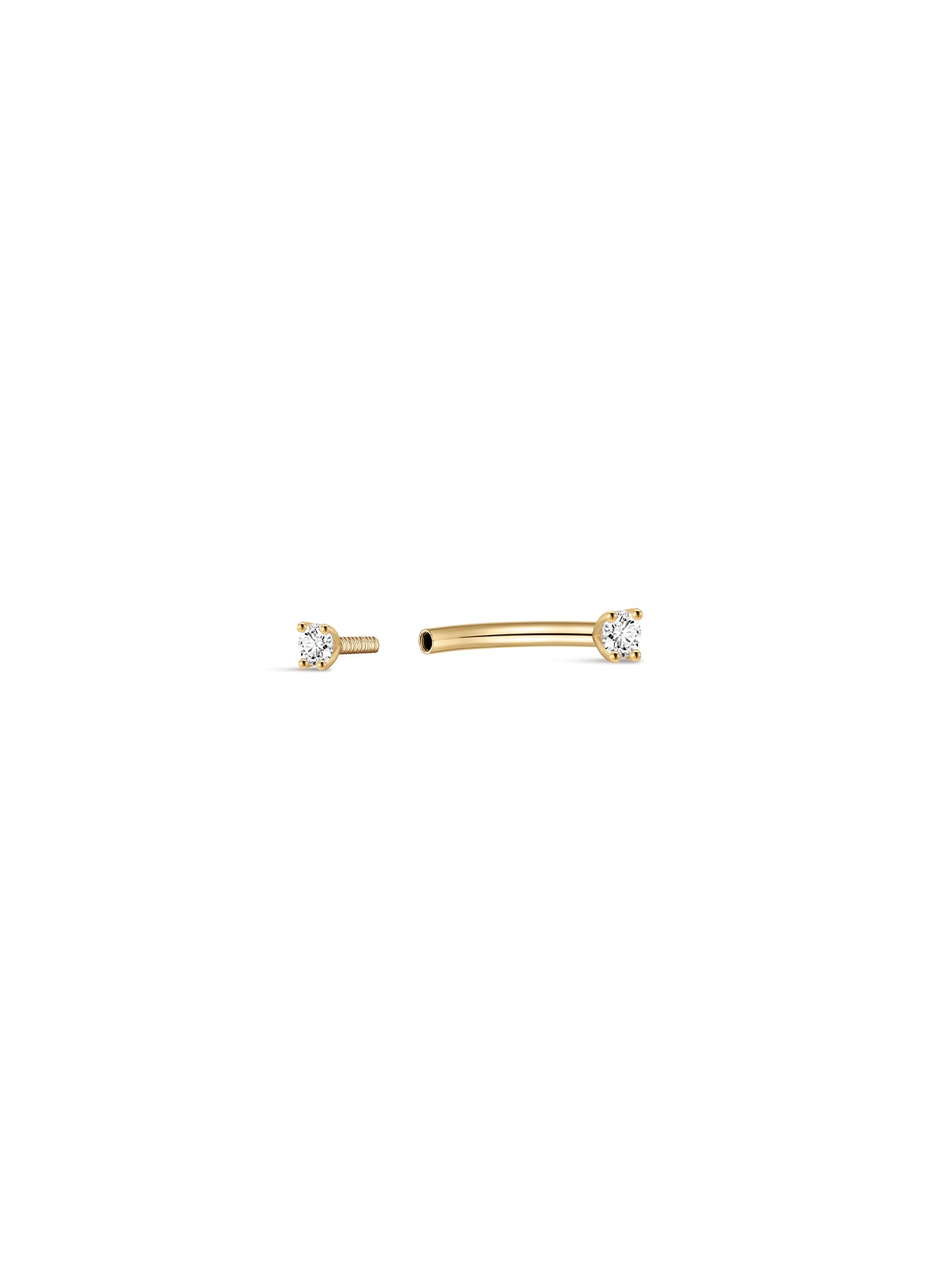 14K massief gouden dubbele CZ navelpiercing