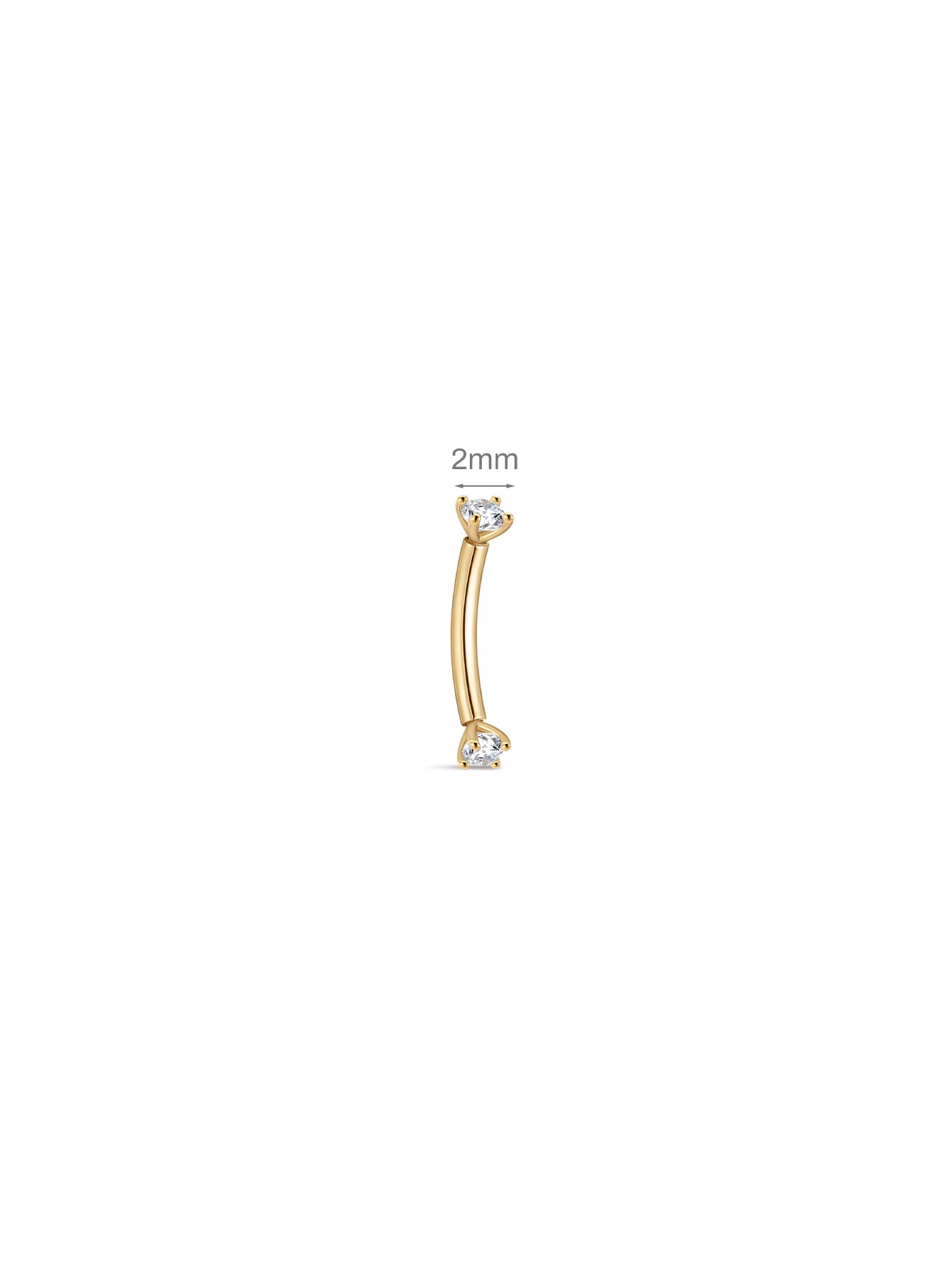 14K massief gouden dubbele CZ navelpiercing