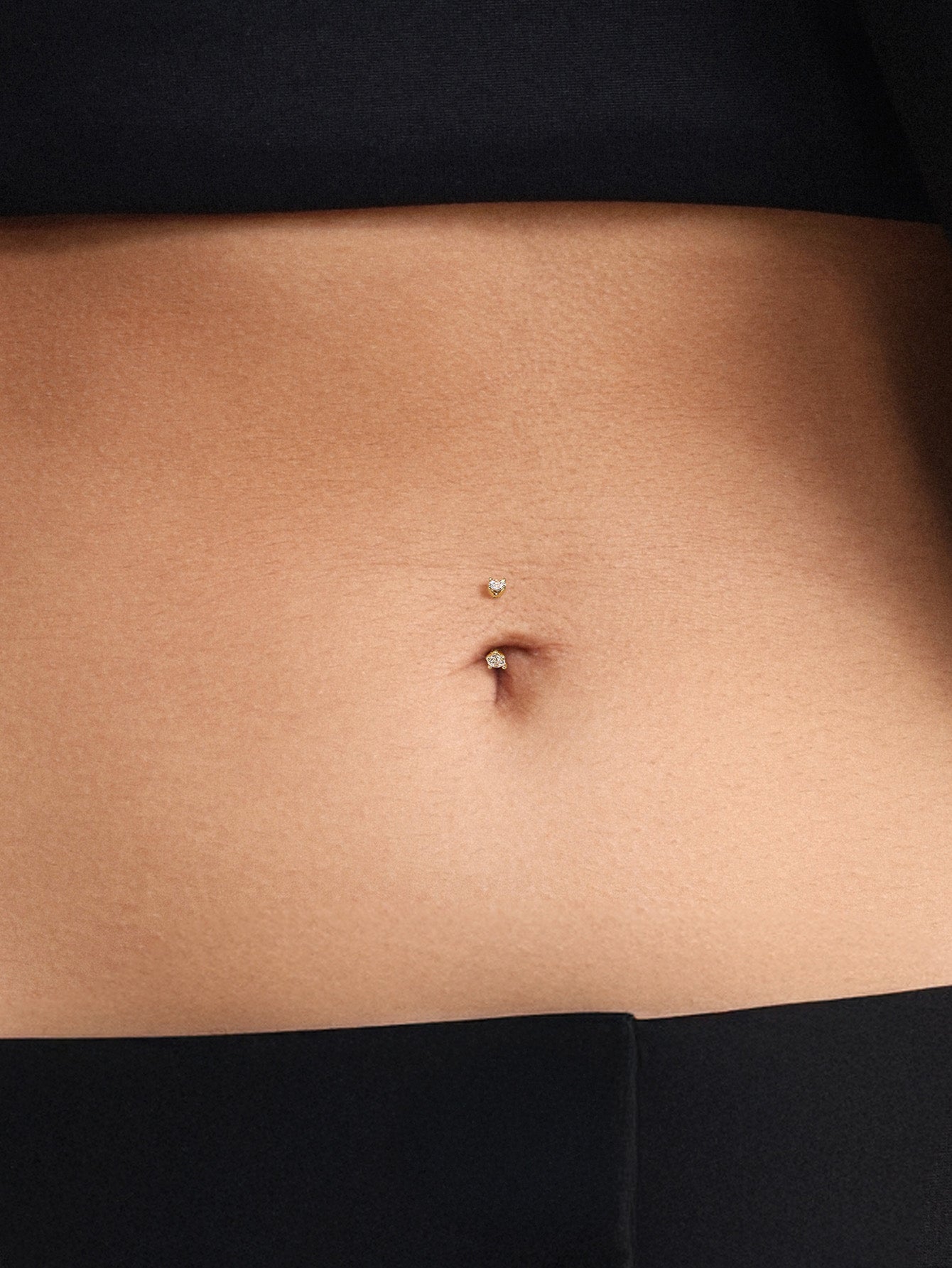 14K massief gouden dubbele CZ navelpiercing