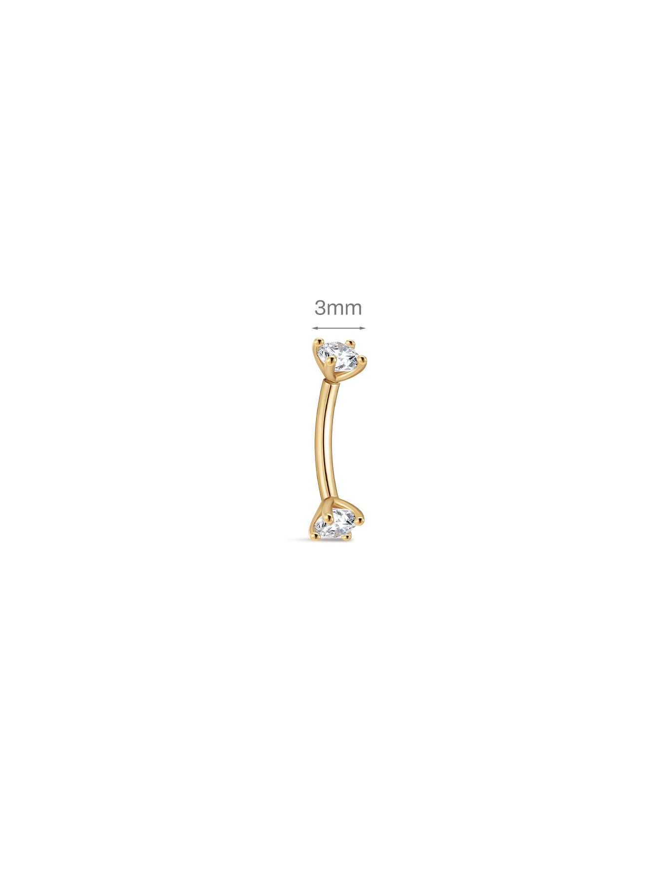 14K massief gouden dubbele CZ navelpiercing