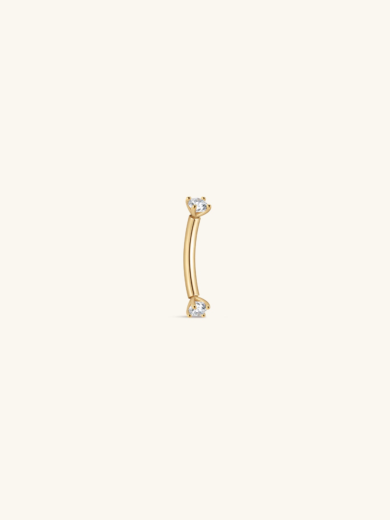 14K Solid Gold Double CZ Navel Piercing