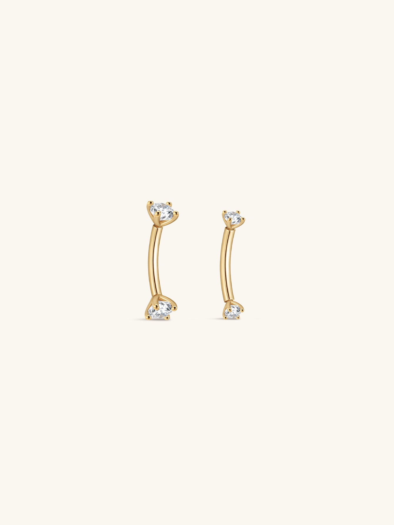 14K Solid Gold Double CZ Navel Piercing