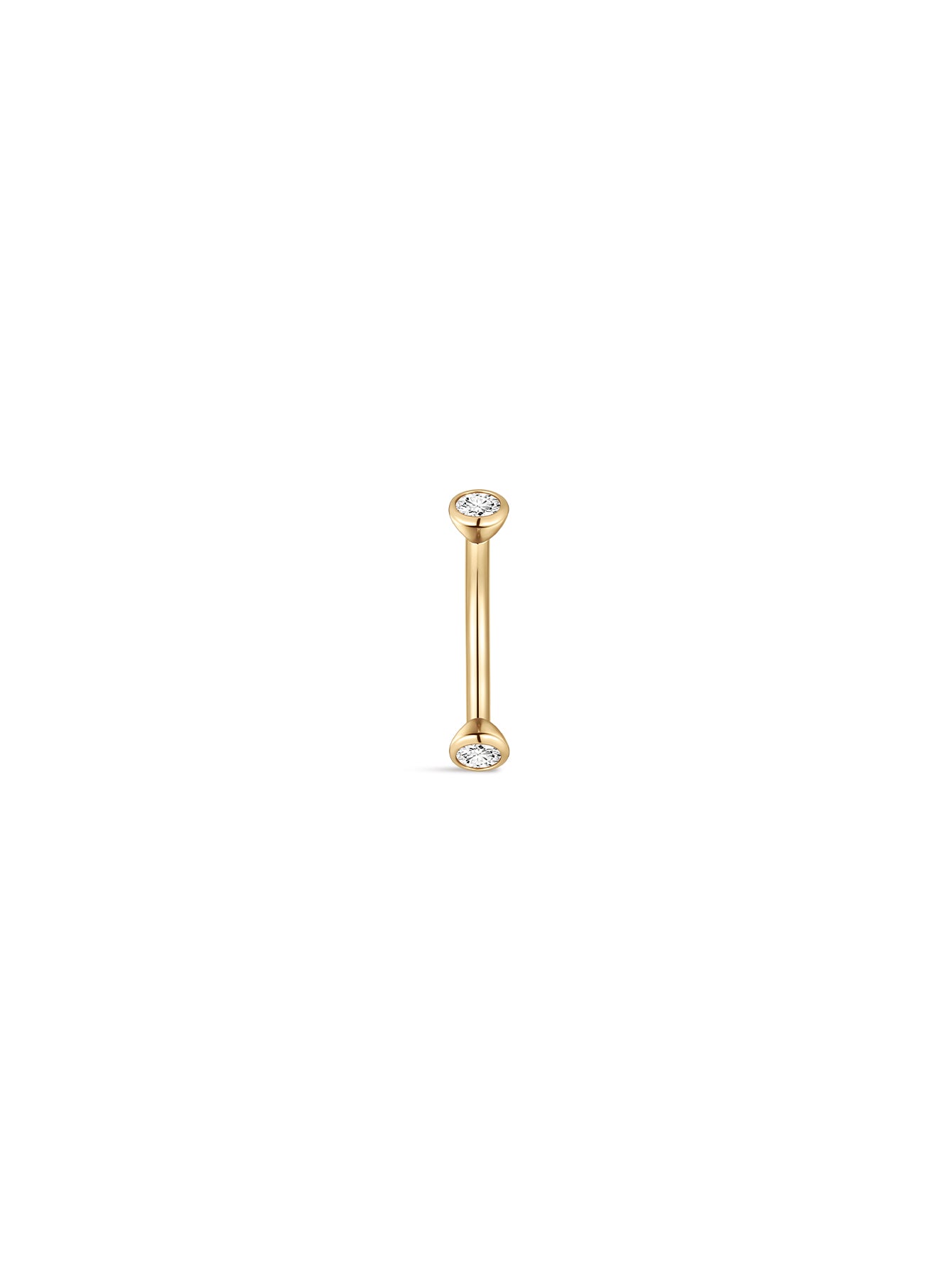 14K massief gouden dubbele CZ navelpiercing met schroefdraad