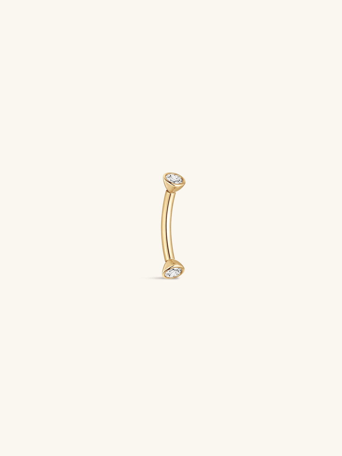 14K Solid Gold Double CZ Threaded  Navel Piercing