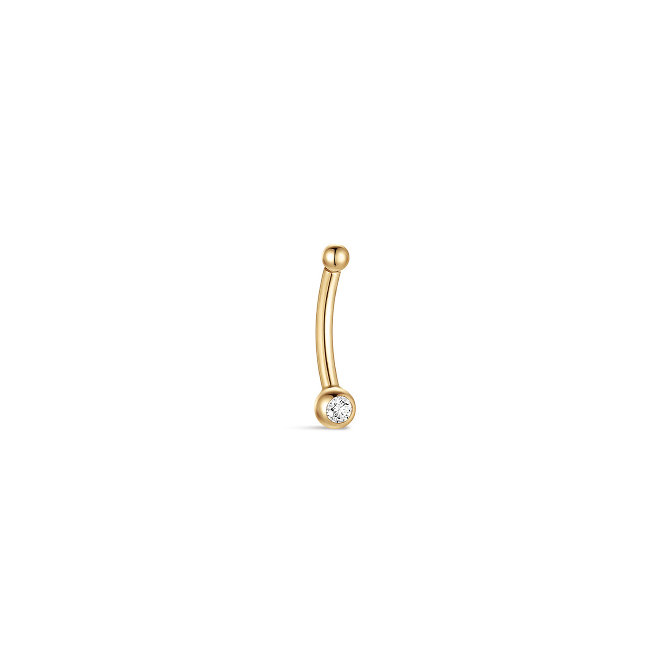 14K massief gouden klassieke navelpiercing met CZ-schroefdraad