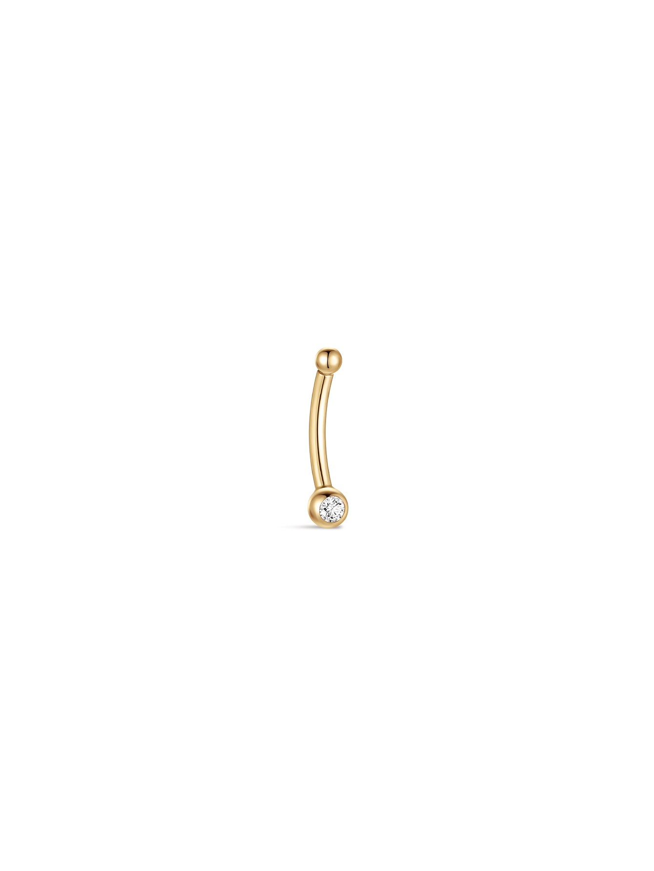 14K massief gouden klassieke navelpiercing met CZ-schroefdraad