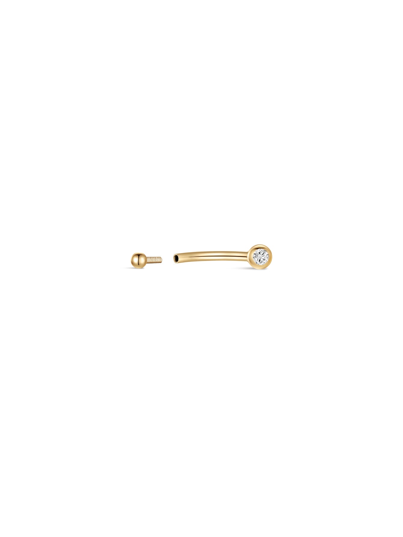14K massief gouden klassieke navelpiercing met CZ-schroefdraad
