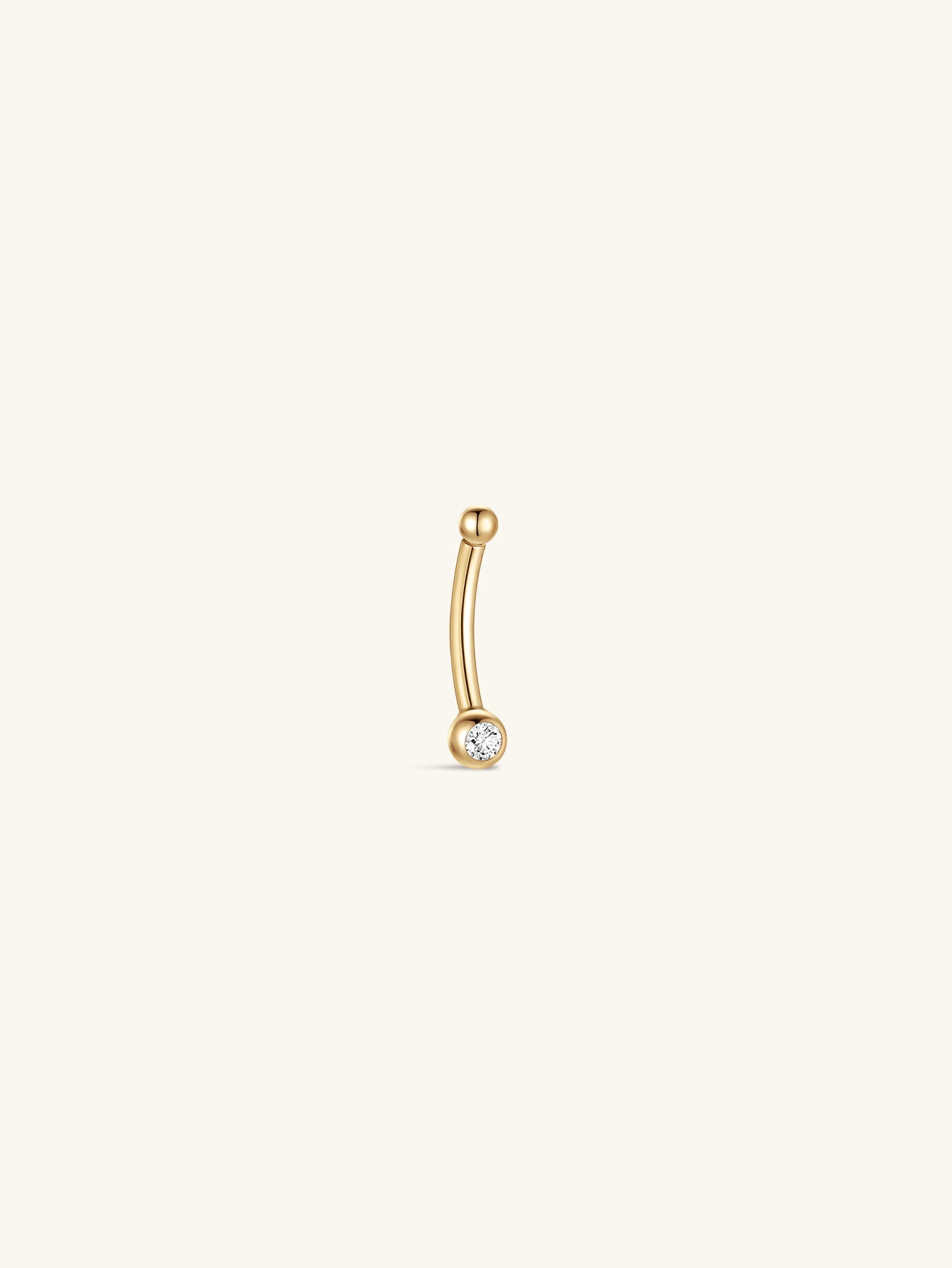 14K Solid Gold Classic CZ Threaded  Navel Piercing