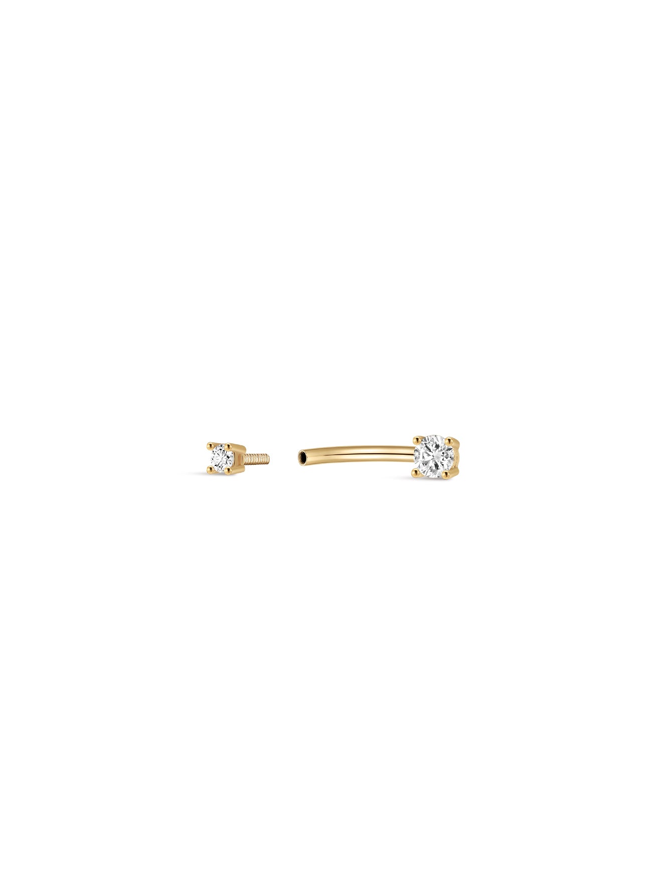 Classico piercing all'ombelico con doppia zirconia cubica in oro massiccio 14 carati
