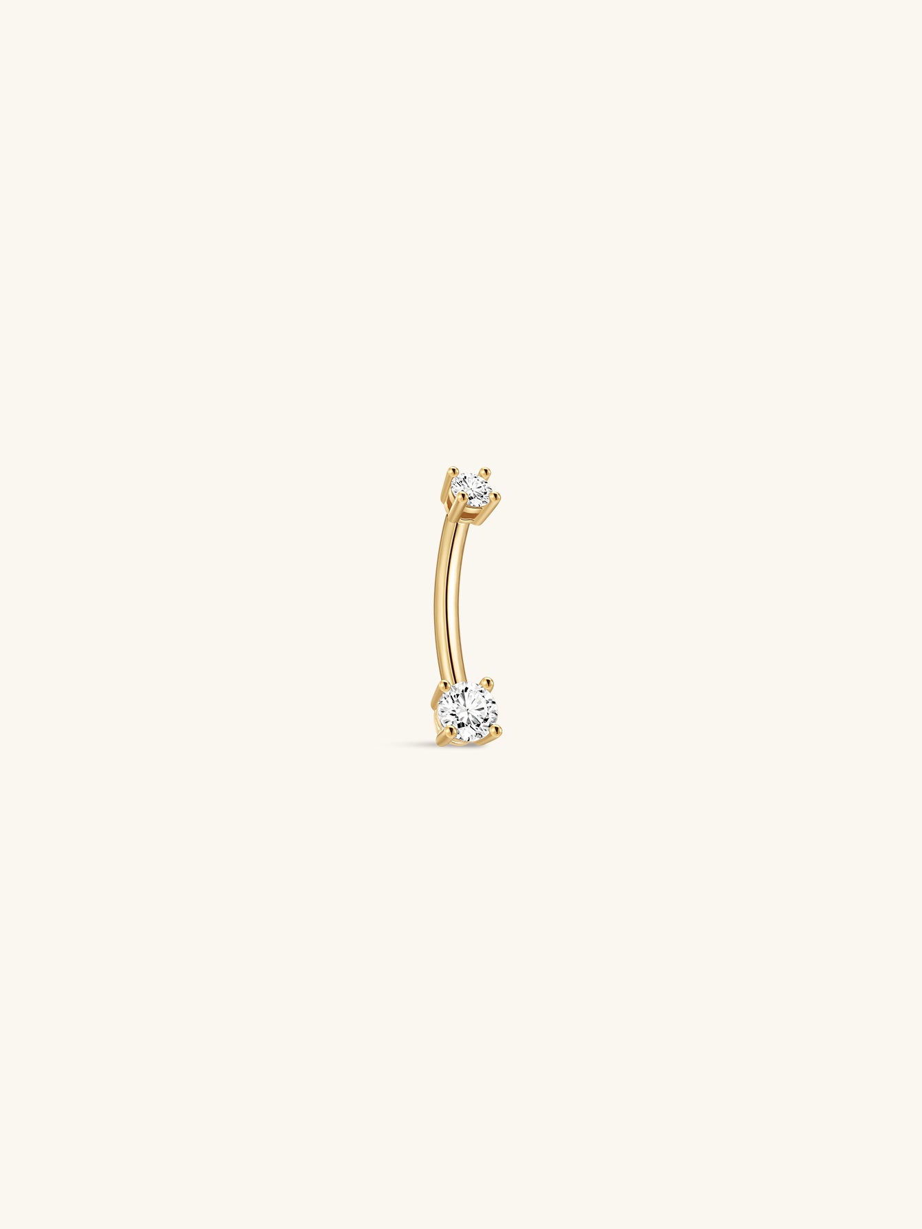 14K Solid Gold Classic Double CZ Navel Piercing