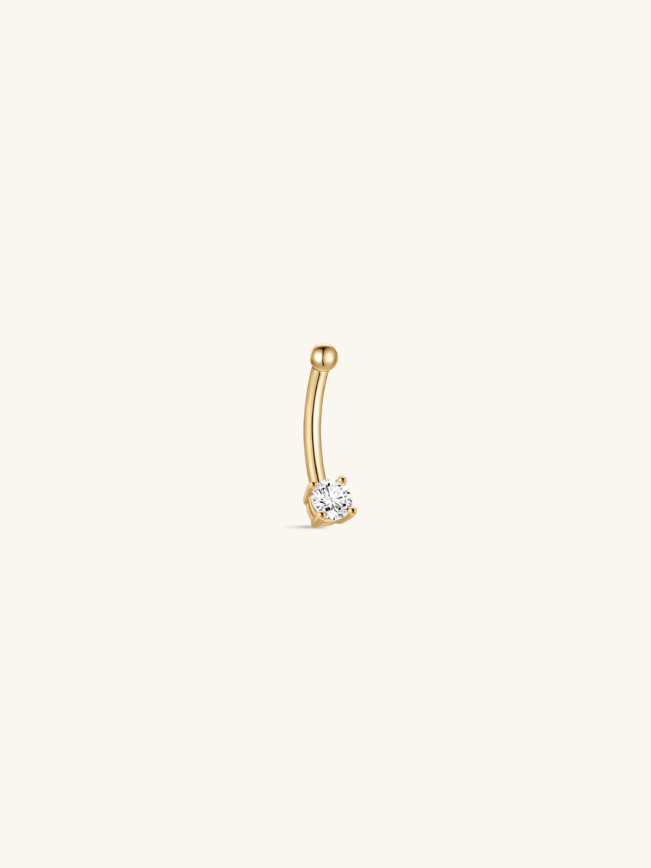14K Solid Gold Classic CZ Round Bead Navel Piercing