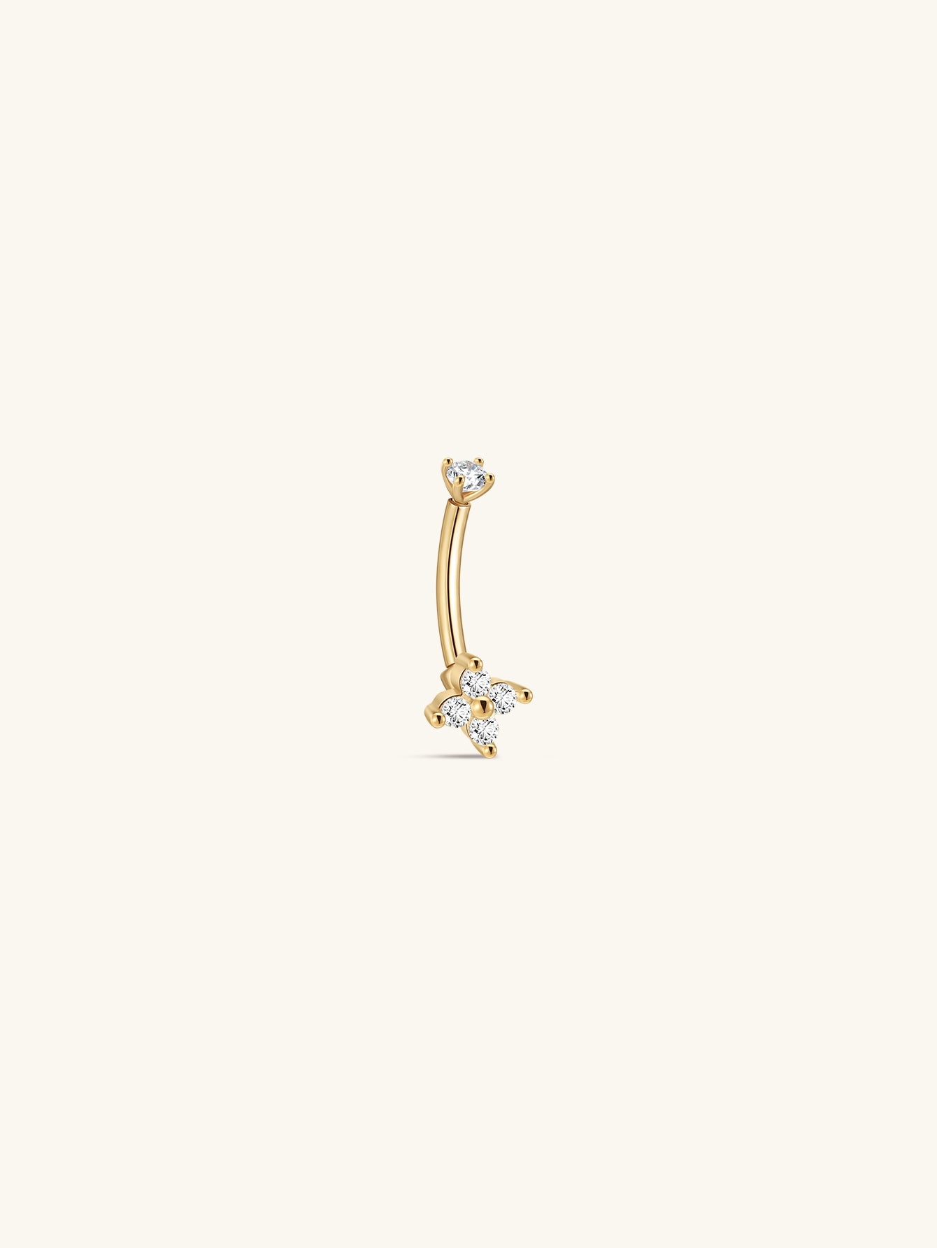 14K Solid Gold Sparkle Flower Navel Piercing