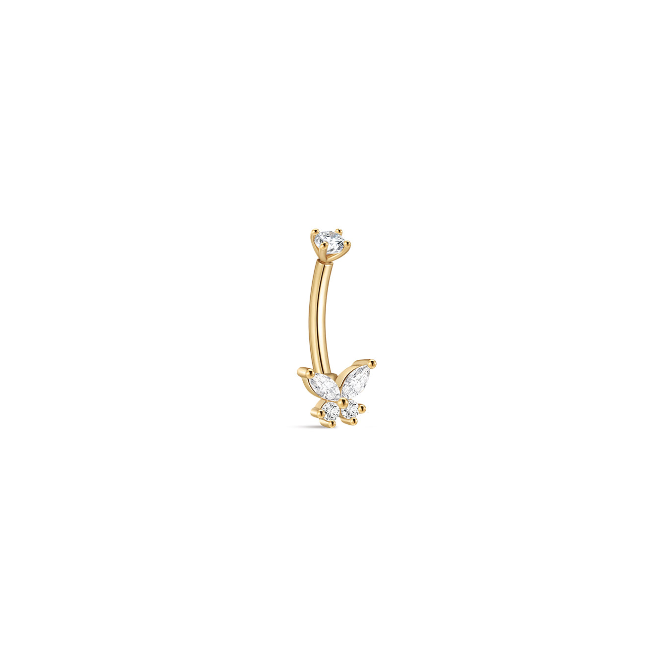 14K massief gouden vlinder navelpiercing