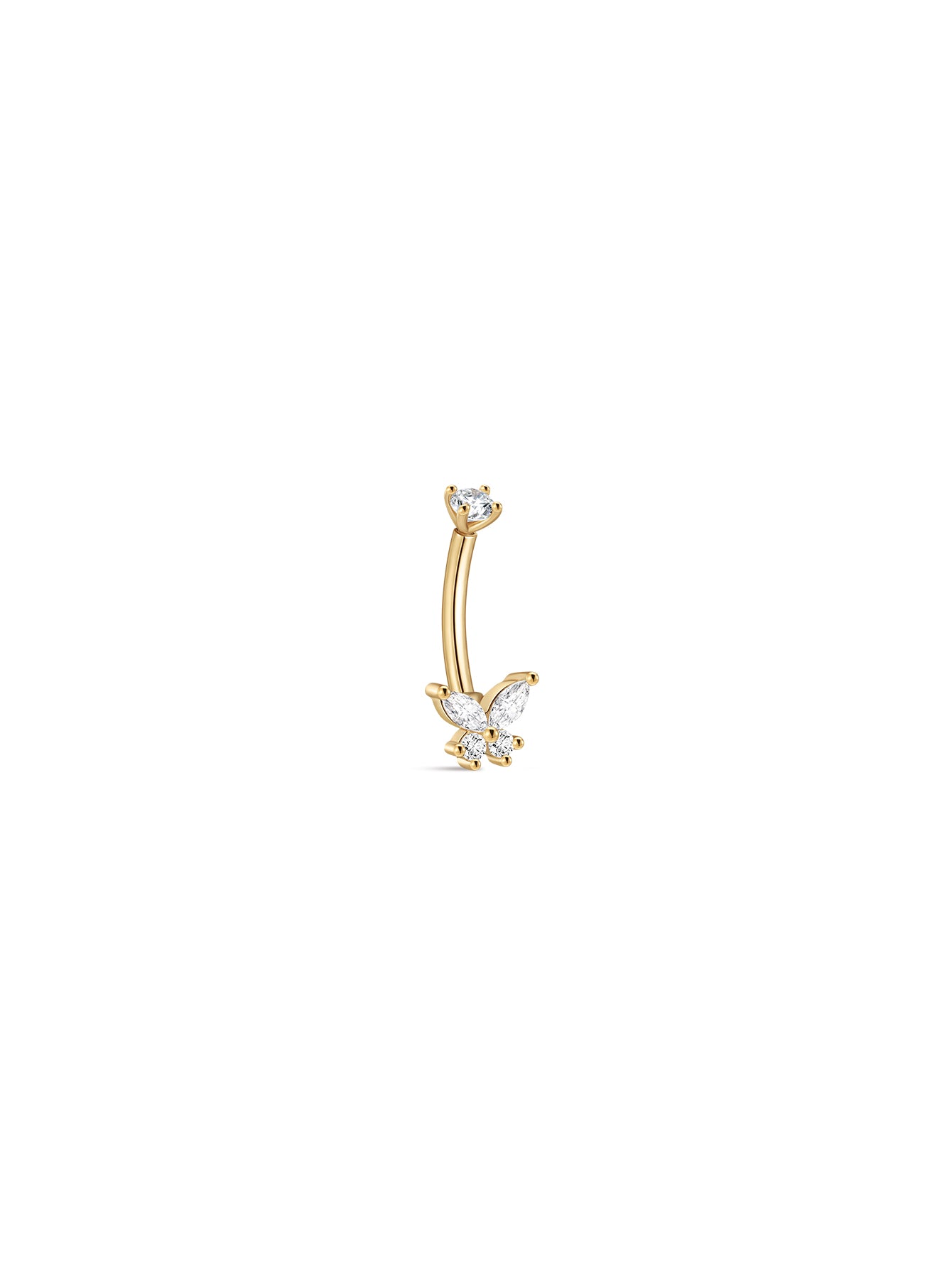 14K massief gouden vlinder navelpiercing
