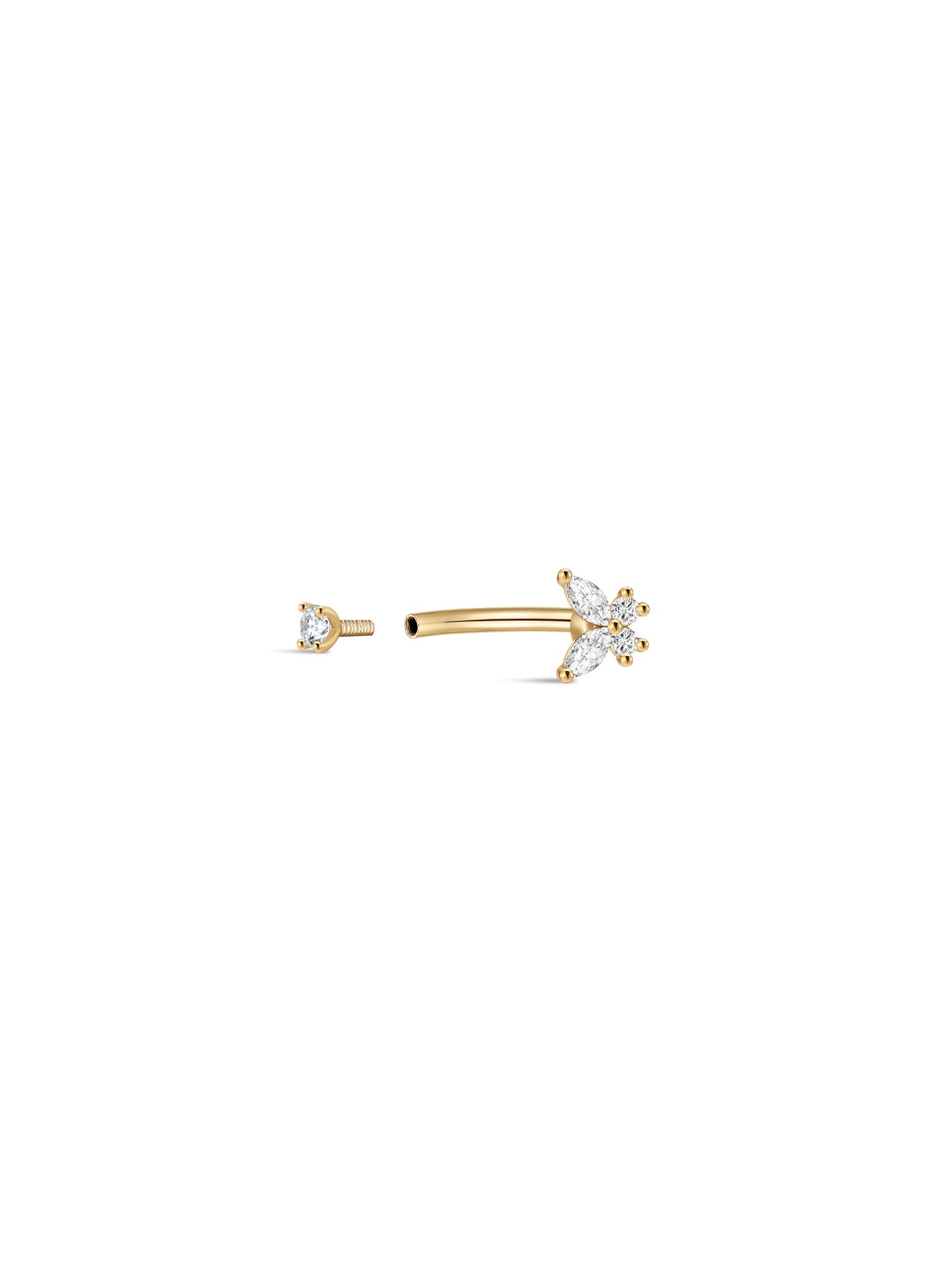 14K massief gouden vlinder navelpiercing