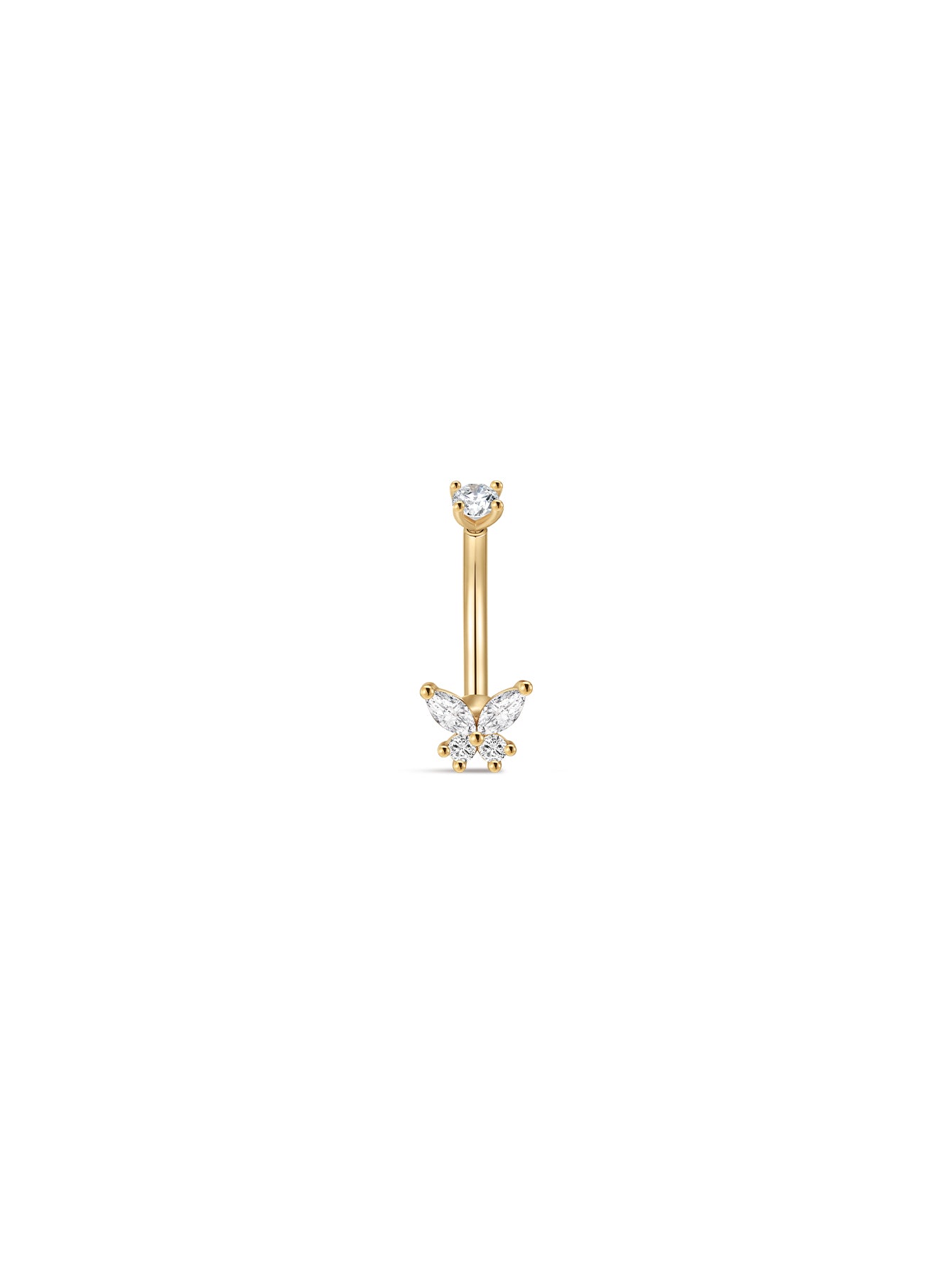 14K massief gouden vlinder navelpiercing