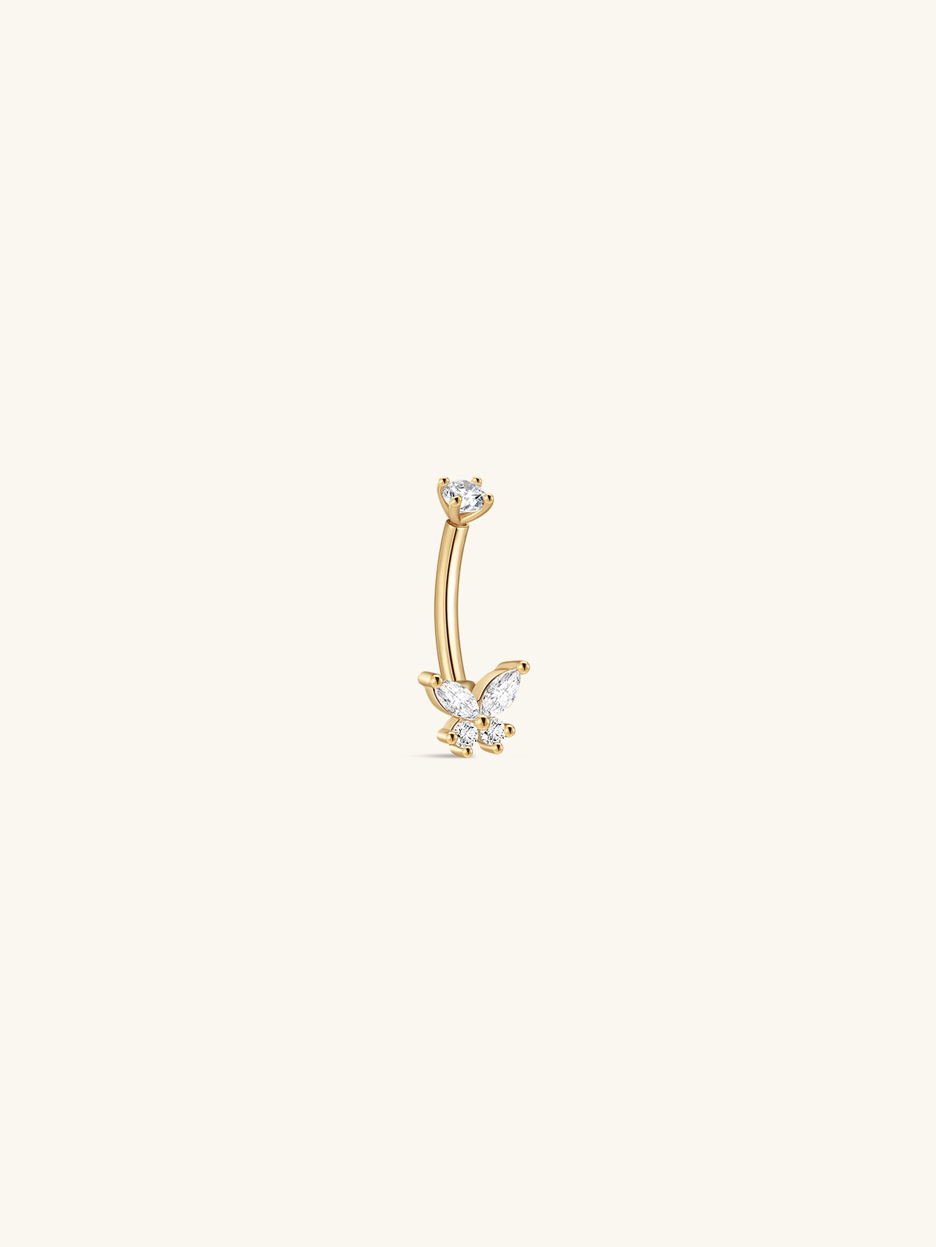 14K massief gouden vlinder navelpiercing