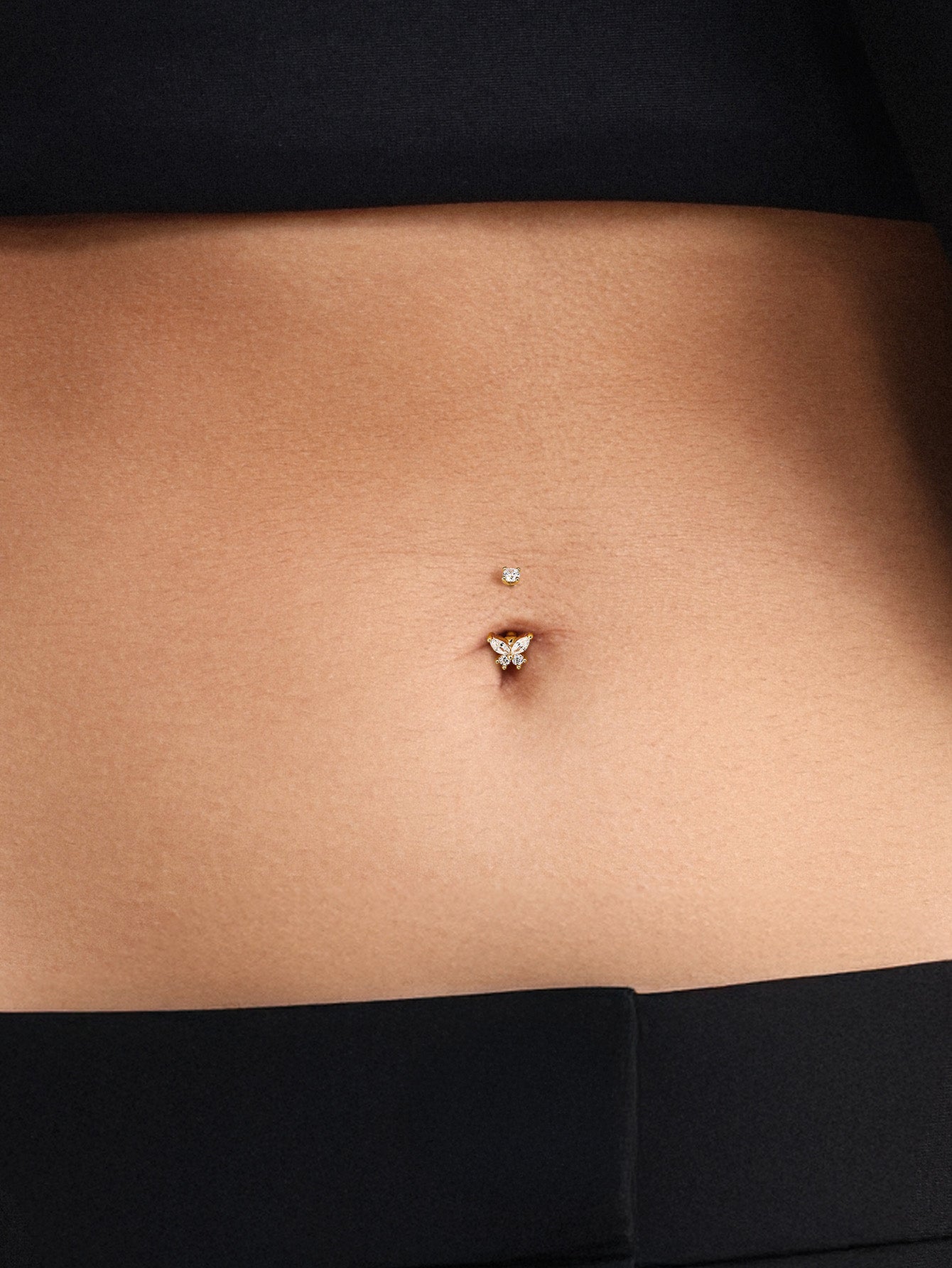 14K massief gouden vlinder navelpiercing