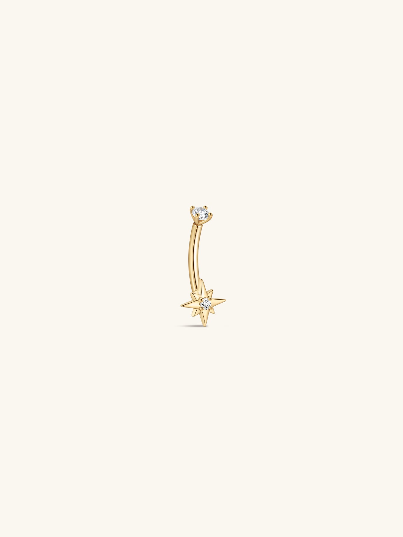 14K Solid Gold Octagonal Navel Piercing