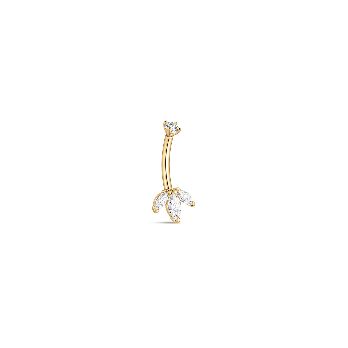 14K massief gouden trio marquise navelpiercing