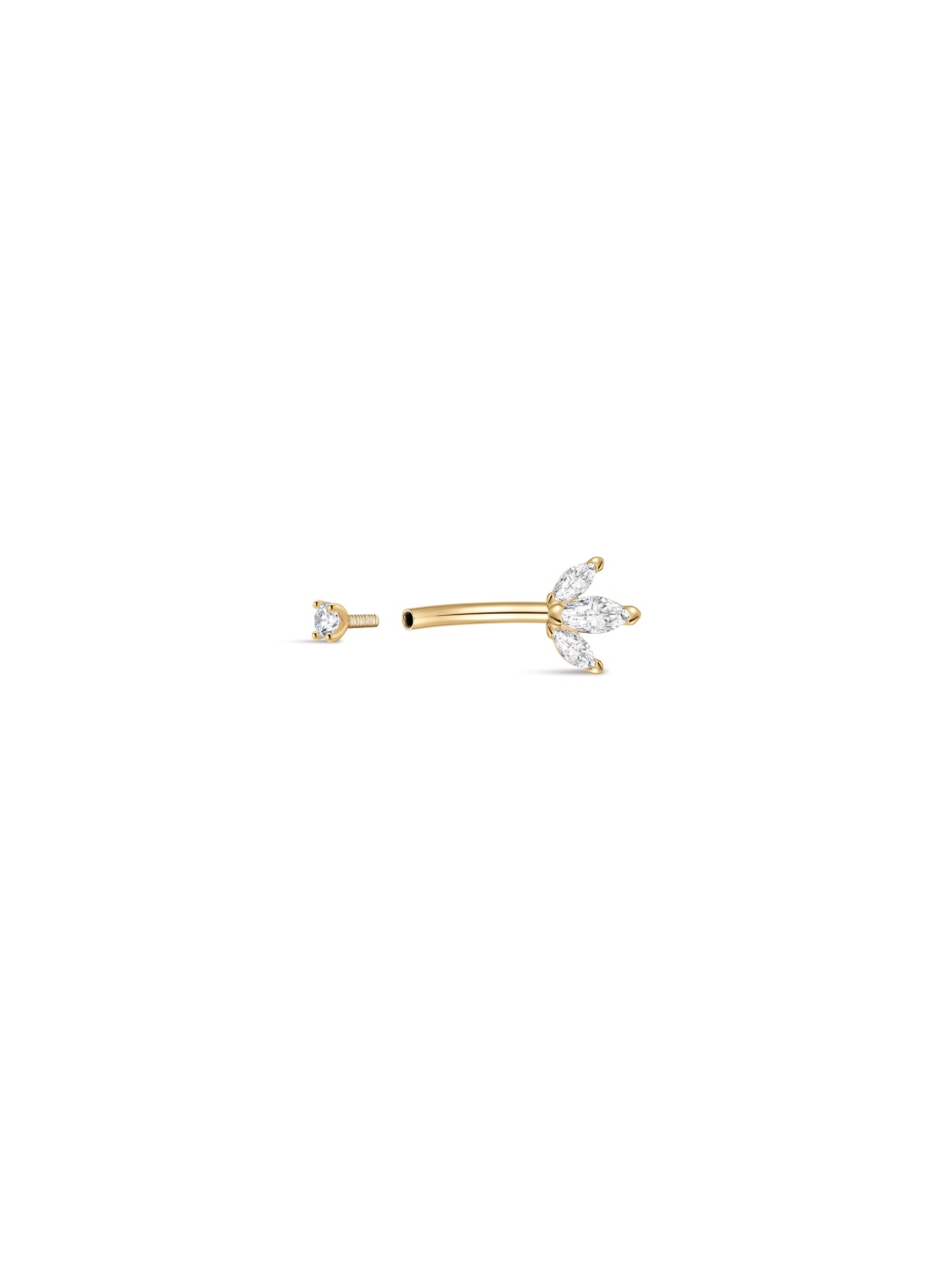 14K massief gouden trio marquise navelpiercing