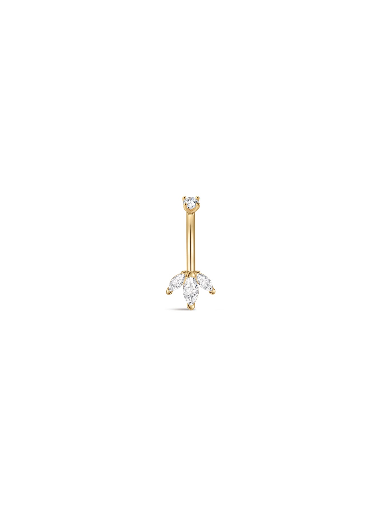 14K massief gouden trio marquise navelpiercing