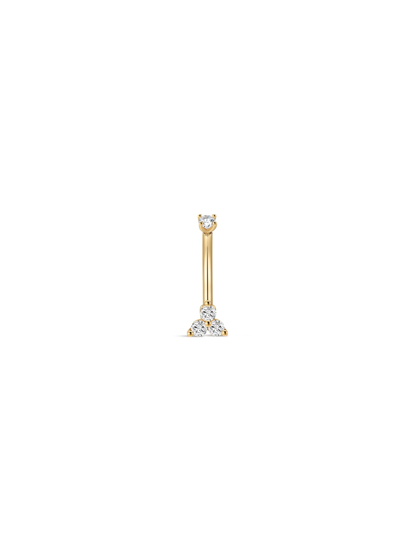14K massief gouden Trinity glanzende CZ navelpiercing