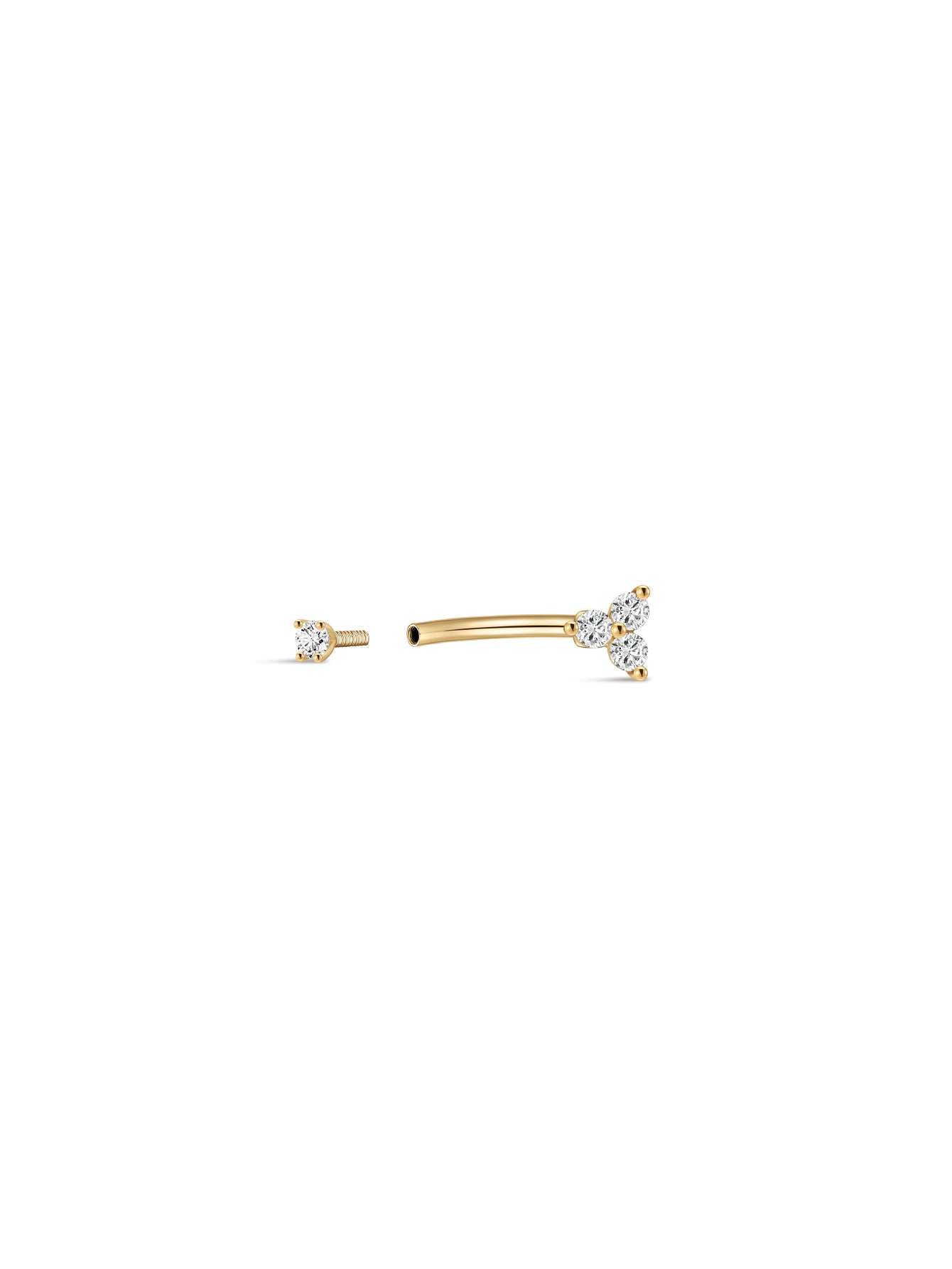 14K massief gouden Trinity glanzende CZ navelpiercing