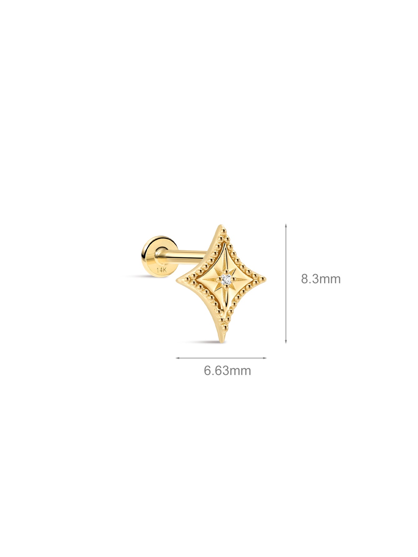 Étoile Flatback Stud in 14k Solid Gold
