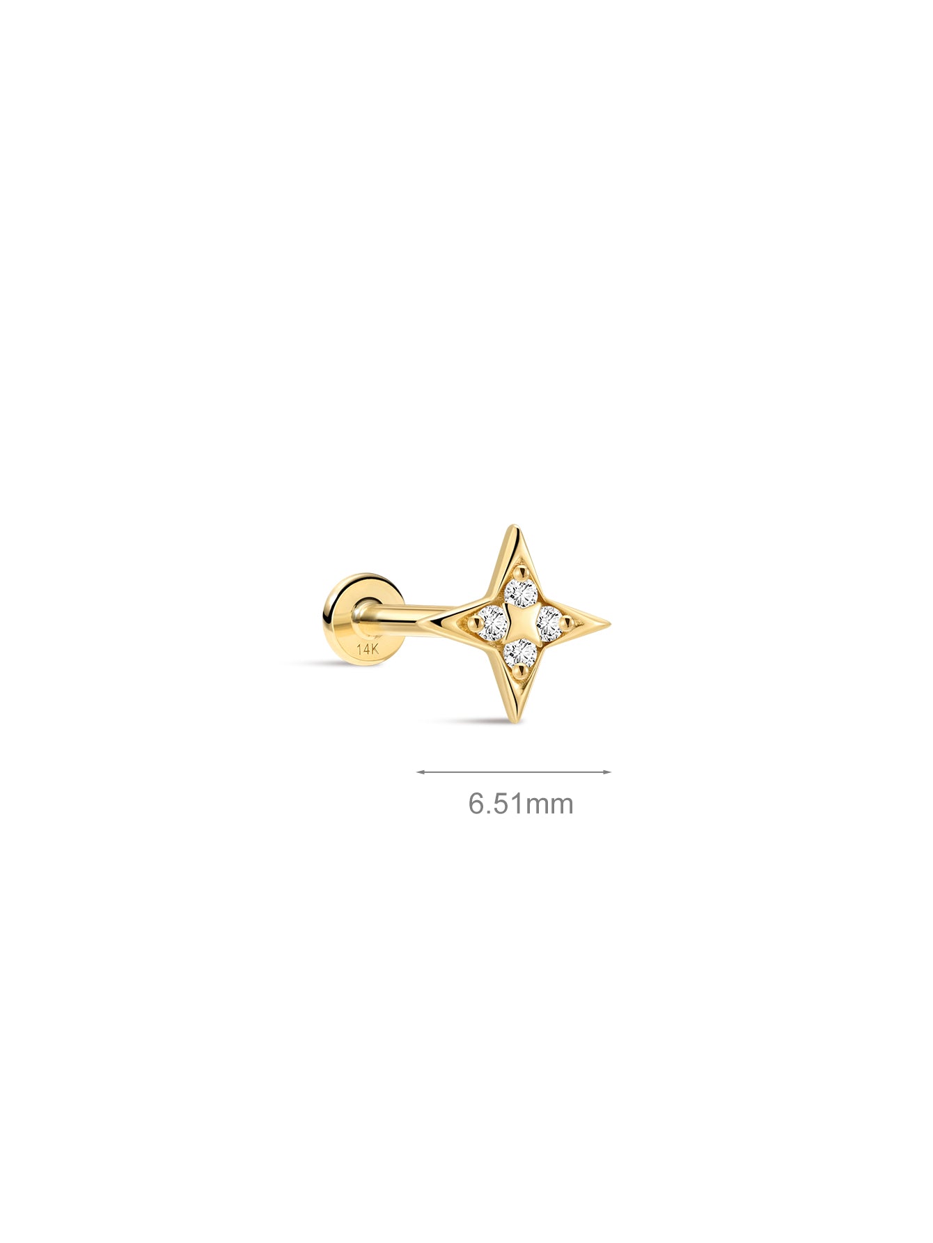 Mini Étoile Flatback Stud in 14k Solid Gold