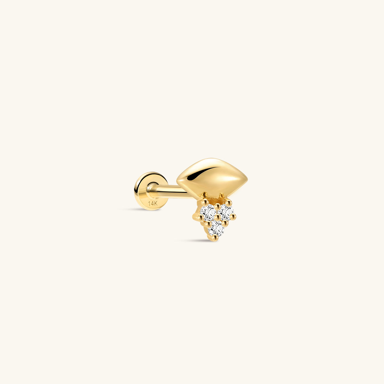 Kosiner Jewelry KOSINER Prism 14K Solid Gold Geometric Flat Back Stud